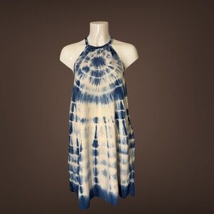 Women's American Eagle Blue & White Tie-Dye Sleeveless Mini Dress, Size Medium